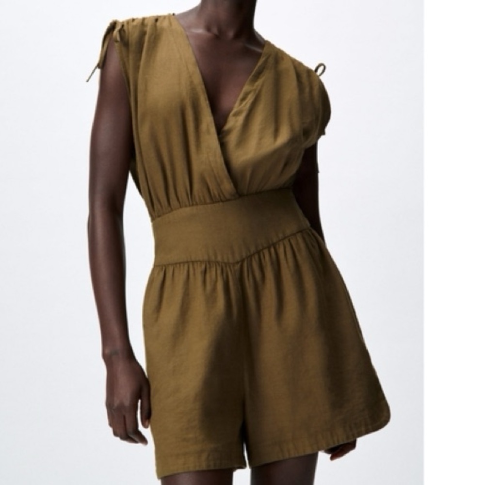 Zara Linen Blend Romper – Size XS
